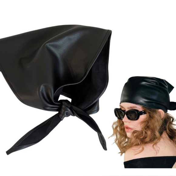 Τуаtvs Accessories - Leather Triangle For Women Y2k Head Scarf Gothic Scarf Wild Rags Neckerchief😍